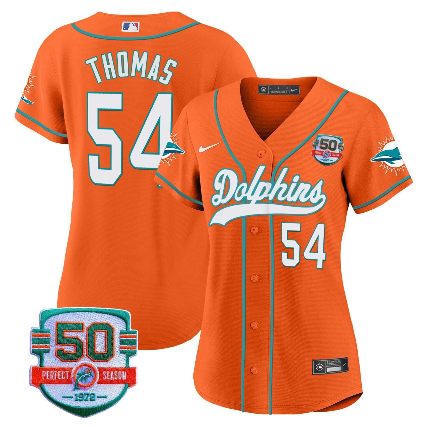 Camisa NFL Women’s 50th 1972 Perfect Season Patch Jersey