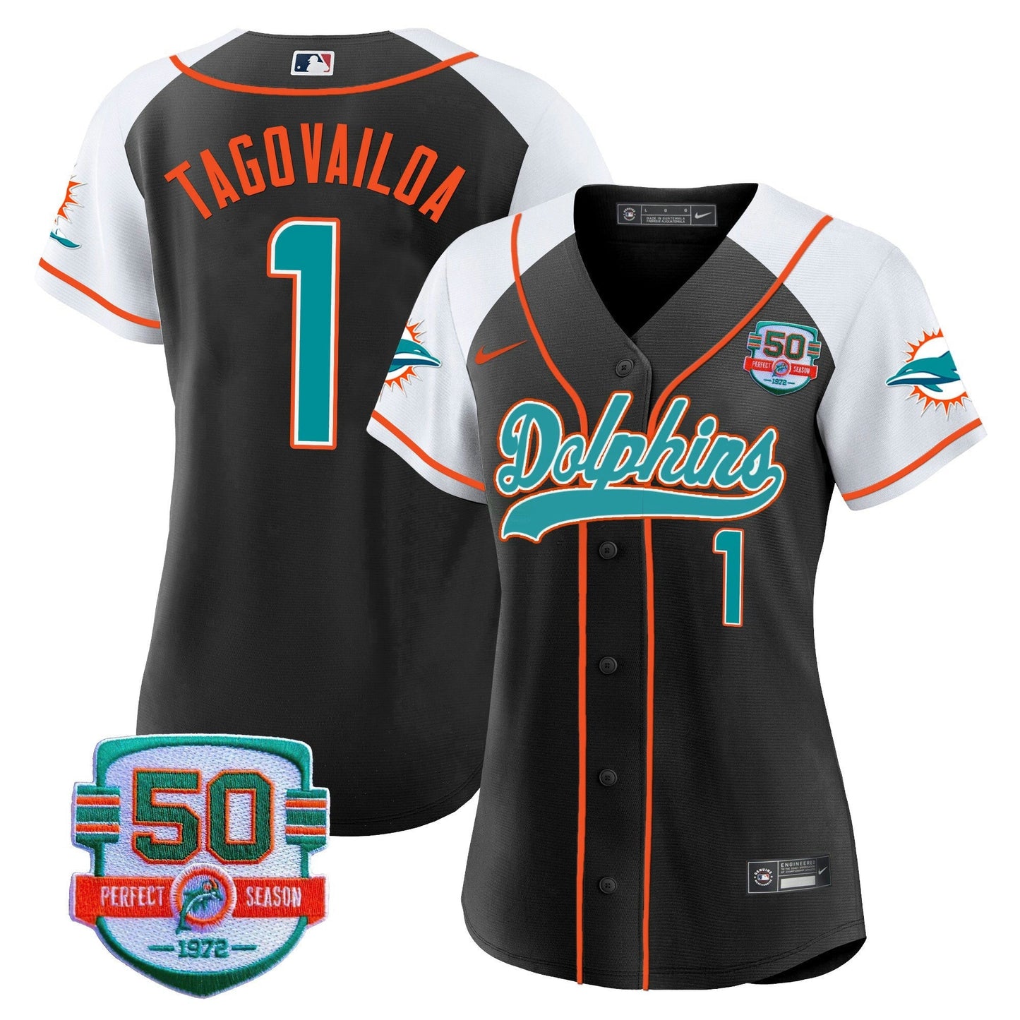 Camisa NFL Women’s 50th 1972 Perfect Season Patch Jersey