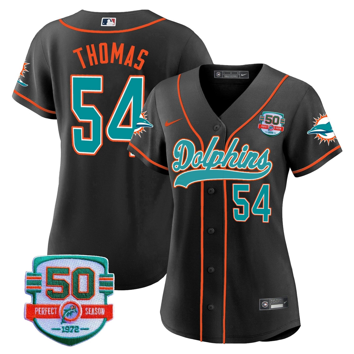 Camisa NFL Women’s 50th 1972 Perfect Season Patch Jersey