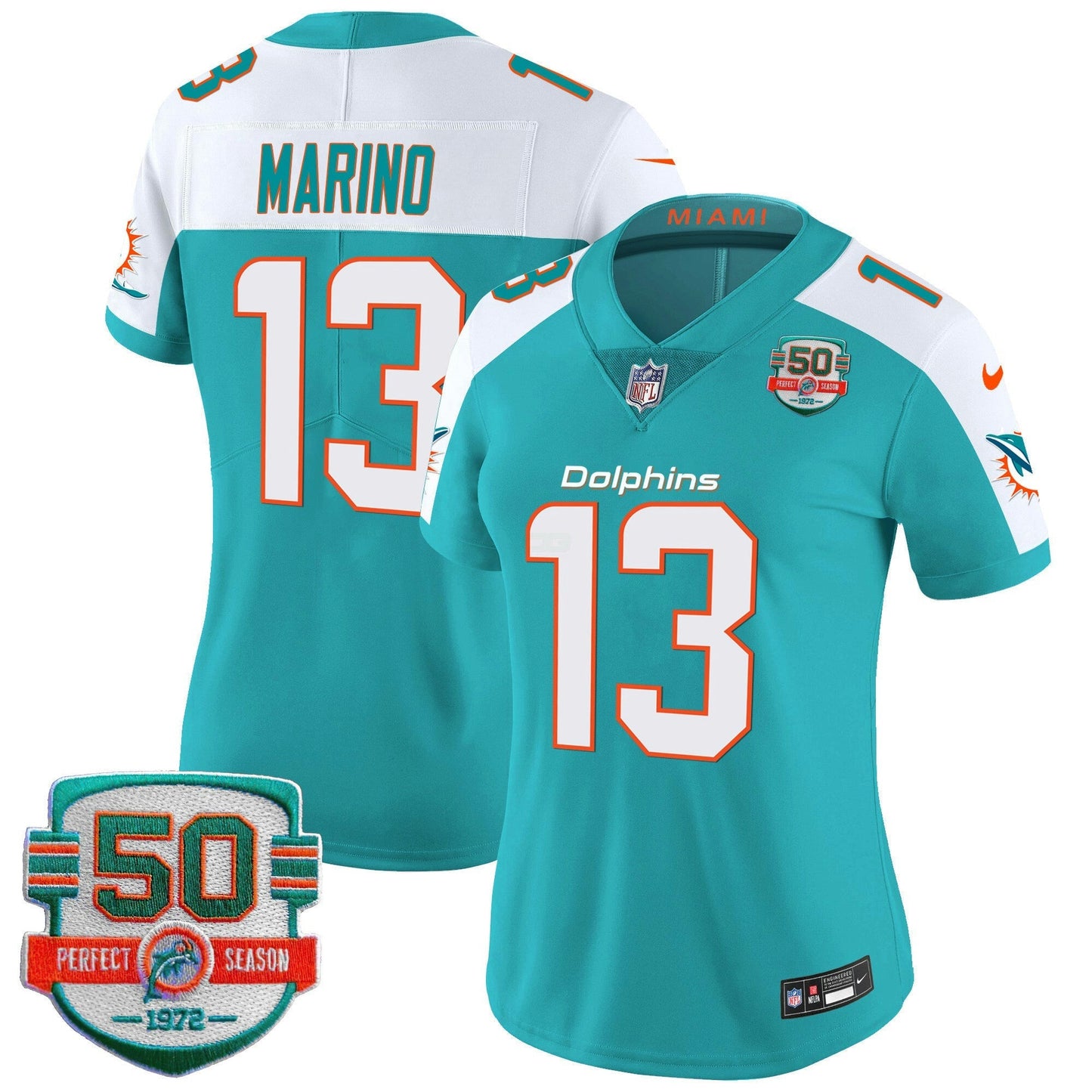 Camisa NFL Women’s 50th 1972 Perfect Season Patch Vapor Jersey