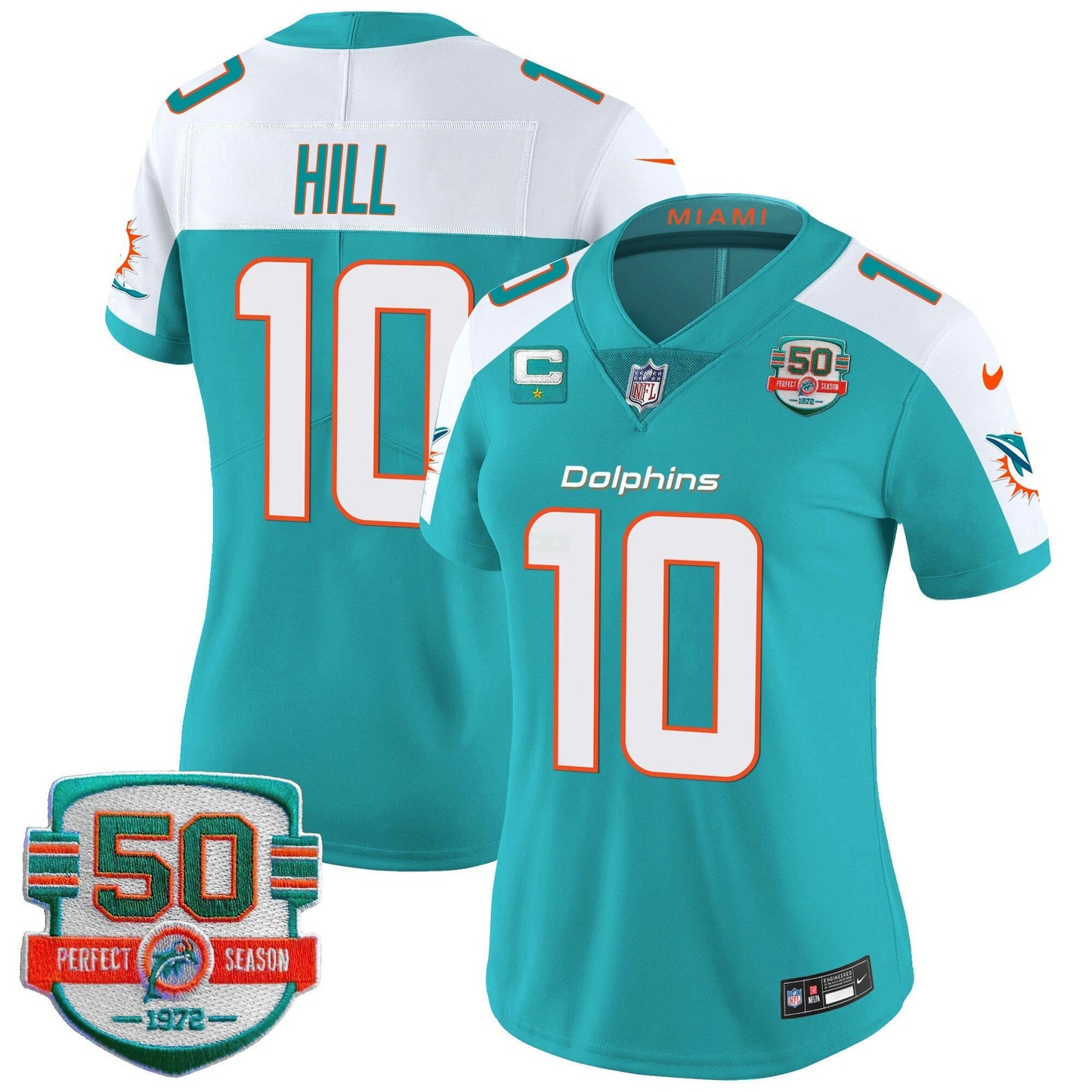Camisa NFL Women’s 50th 1972 Perfect Season Patch Vapor Jersey