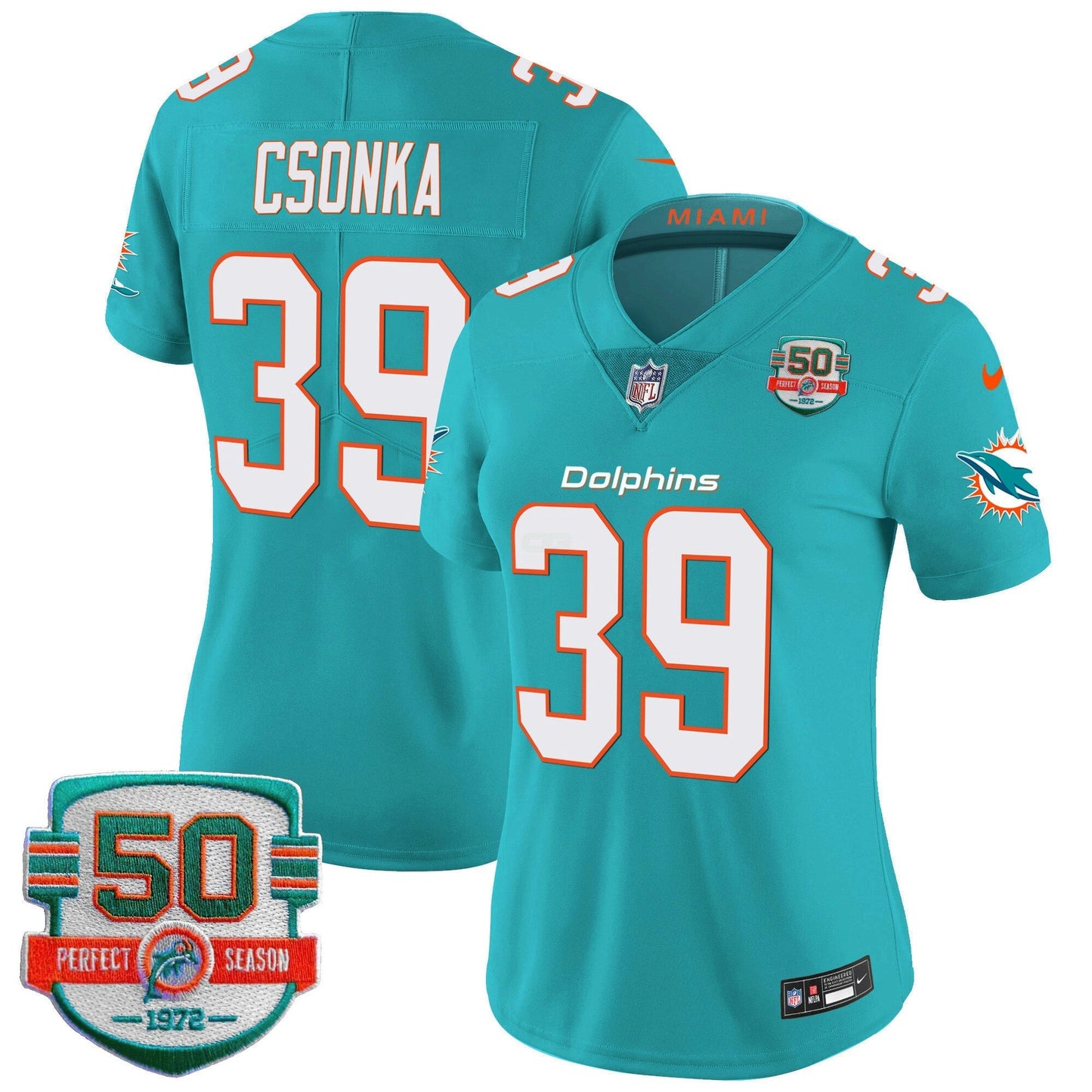 Camisa NFL Women’s 50th 1972 Perfect Season Patch Vapor Jersey
