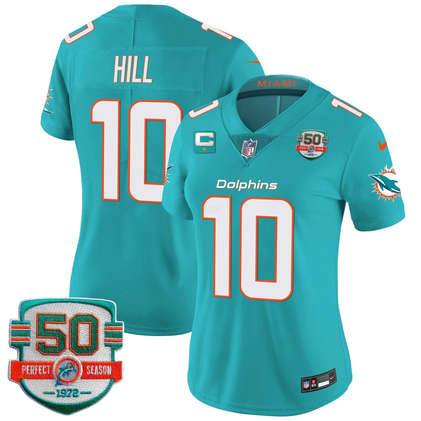 Camisa NFL Women’s 50th 1972 Perfect Season Patch Vapor Jersey