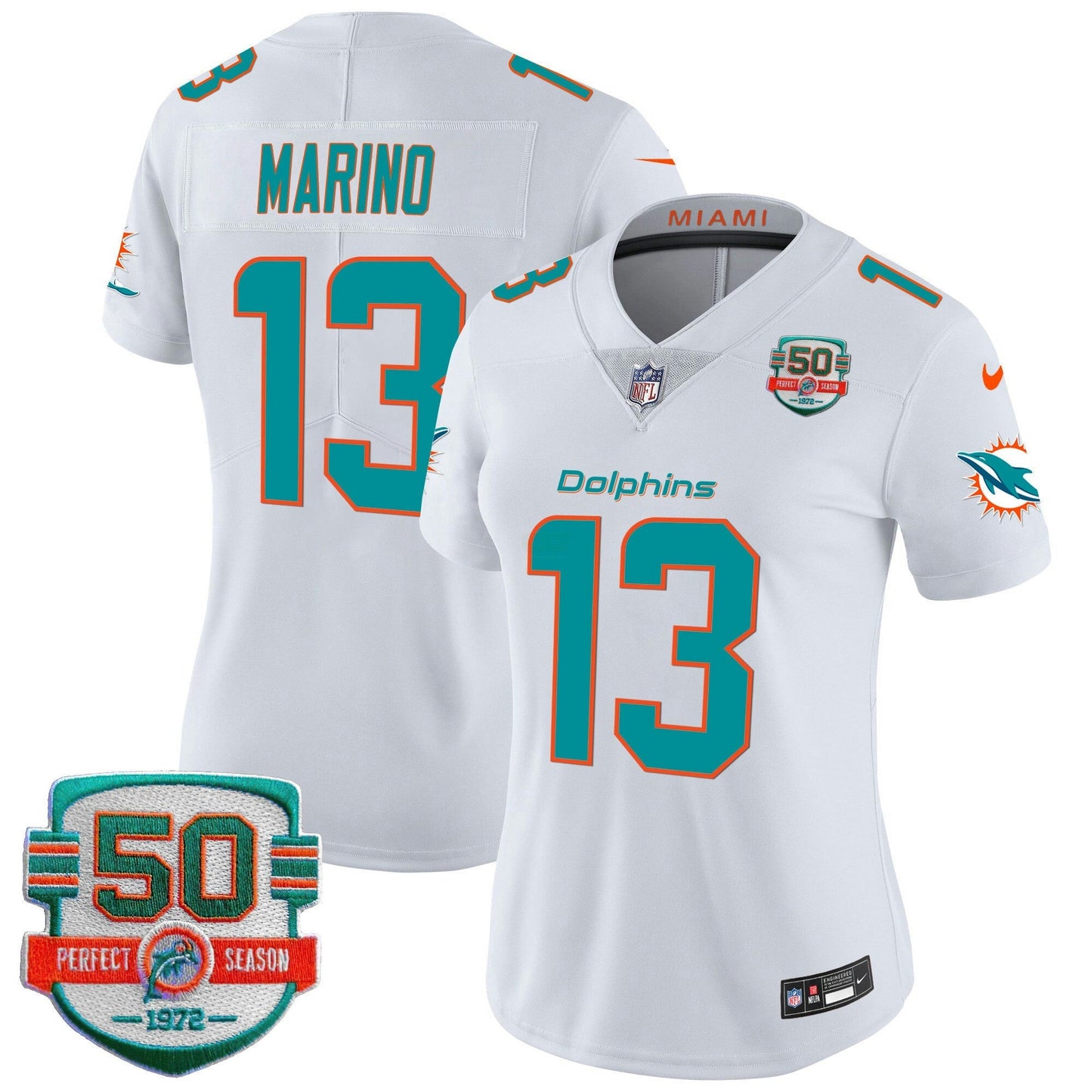 Camisa NFL Women’s 50th 1972 Perfect Season Patch Vapor Jersey