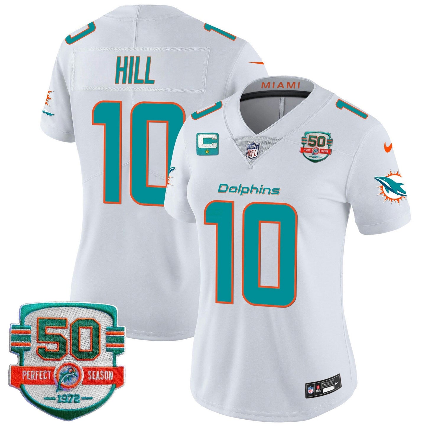 Camisa NFL Women’s 50th 1972 Perfect Season Patch Vapor Jersey
