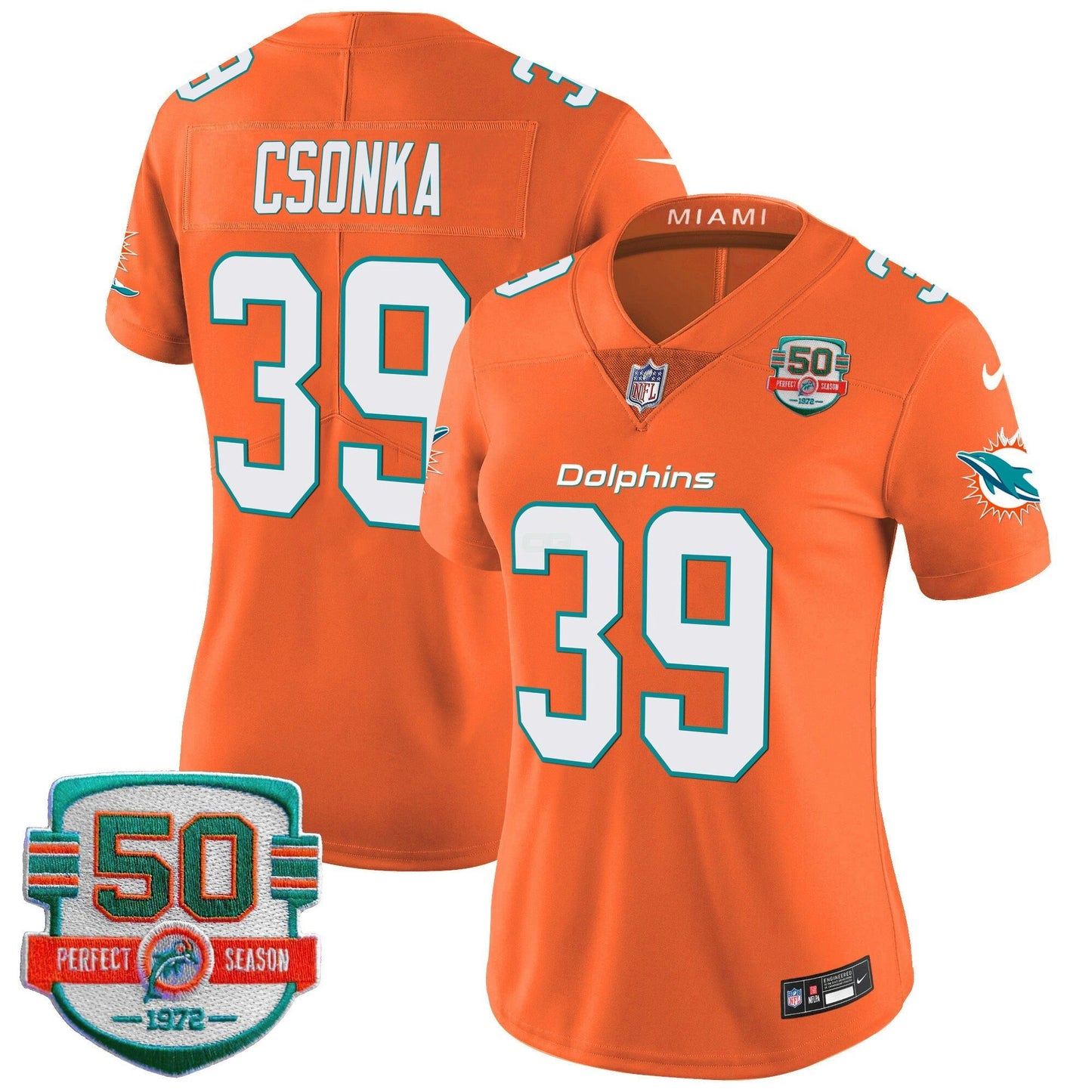 Camisa NFL Women’s 50th 1972 Perfect Season Patch Vapor Jersey