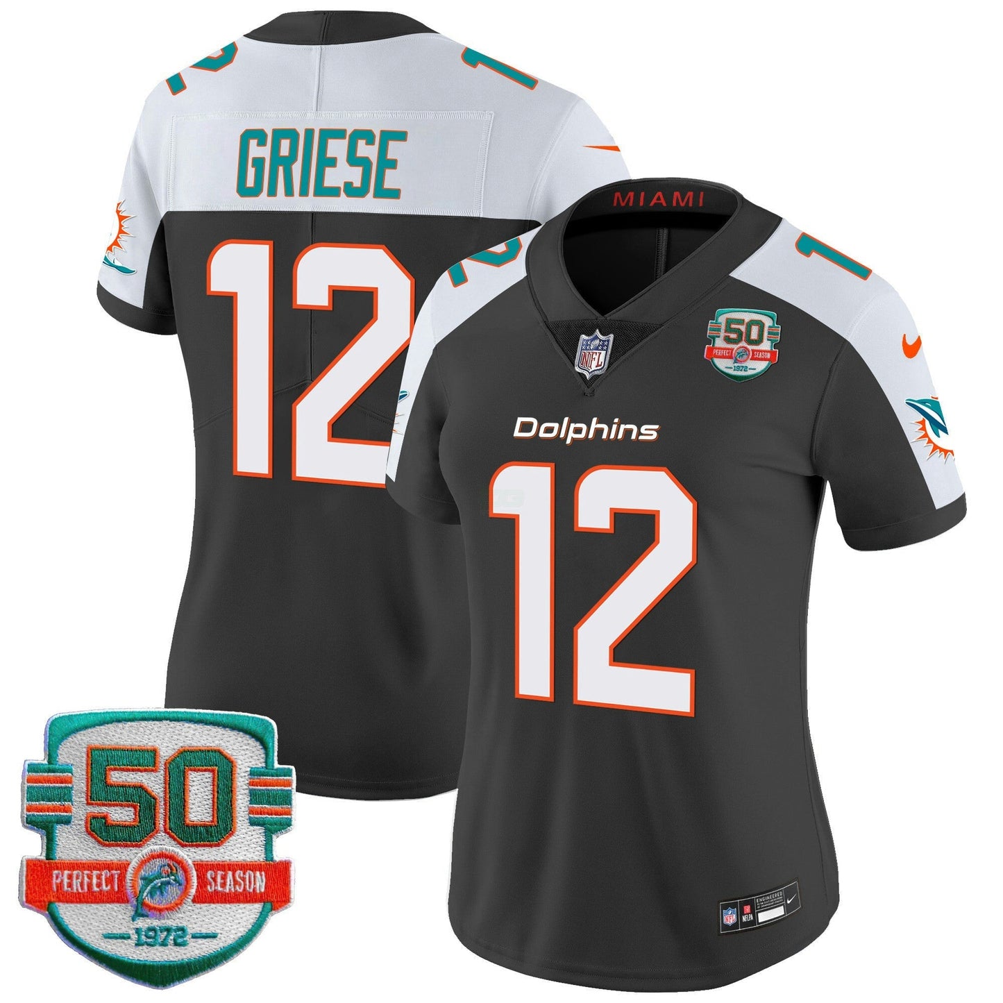Camisa NFL Women’s 50th 1972 Perfect Season Patch Vapor Jersey