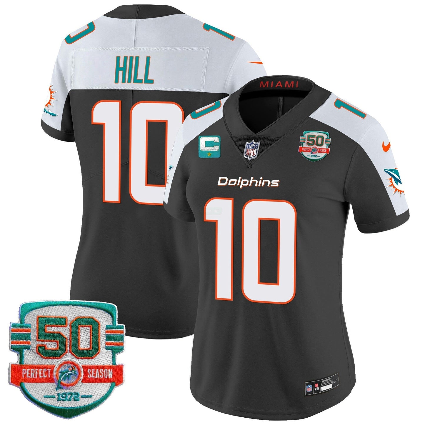 Camisa NFL Women’s 50th 1972 Perfect Season Patch Vapor Jersey