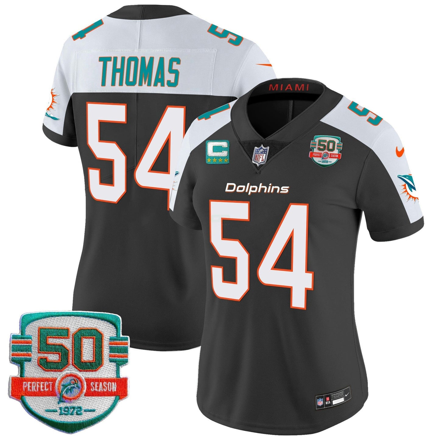 Camisa NFL Women’s 50th 1972 Perfect Season Patch Vapor Jersey