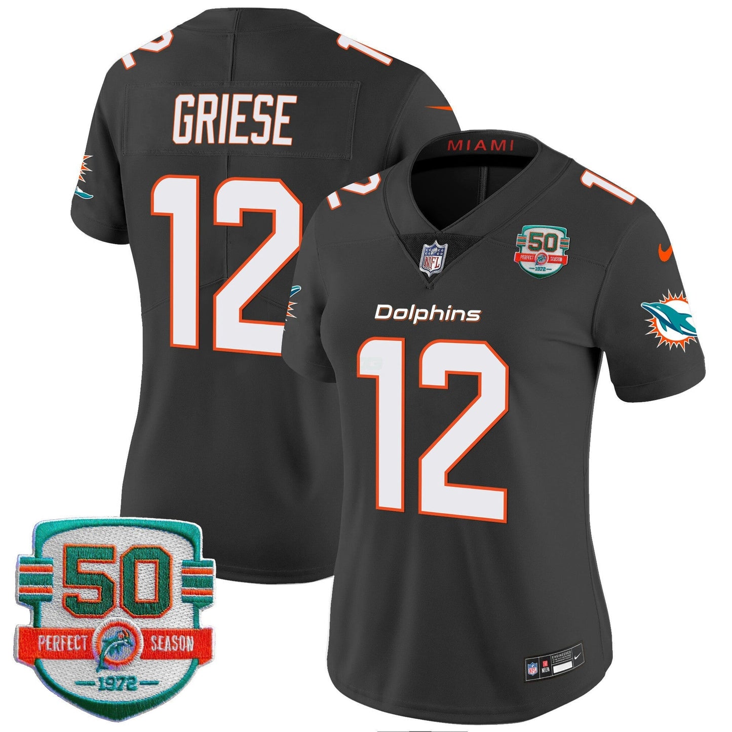 Camisa NFL Women’s 50th 1972 Perfect Season Patch Vapor Jersey