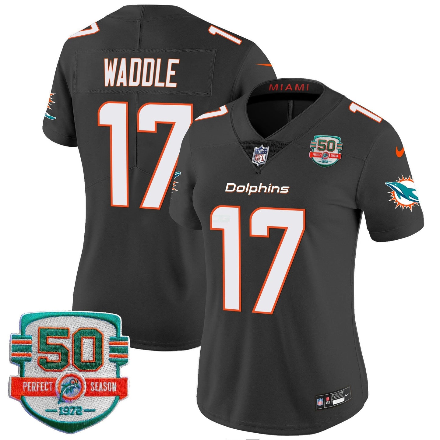 Camisa NFL Women’s 50th 1972 Perfect Season Patch Vapor Jersey