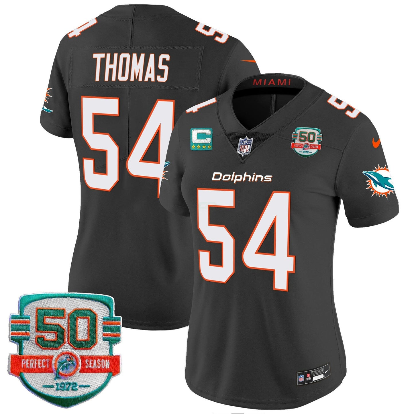 Camisa NFL Women’s 50th 1972 Perfect Season Patch Vapor Jersey