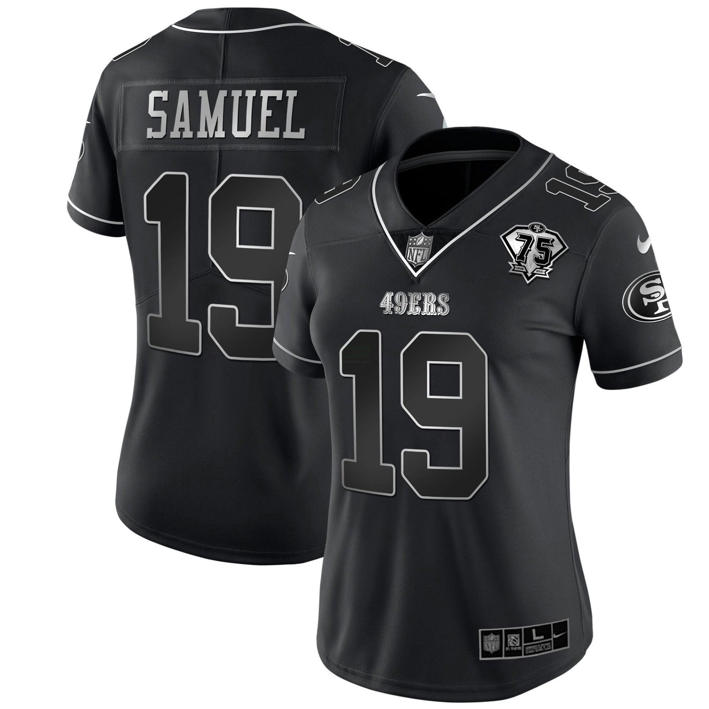 Camisa NFL Women’s 75th Anniversary Patch Branca Dourada & Preta Dourada