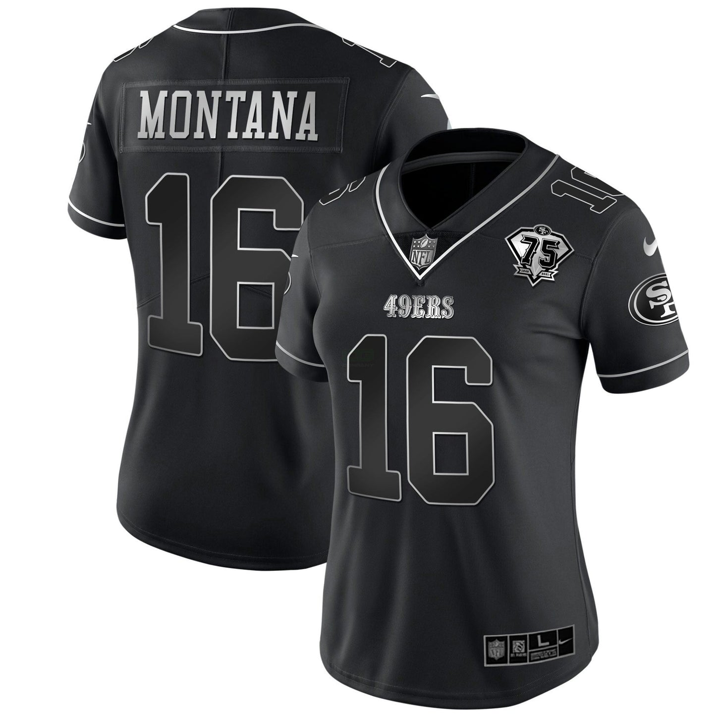 Camisa NFL Women’s 75th Anniversary Patch Branca Dourada & Preta Dourada