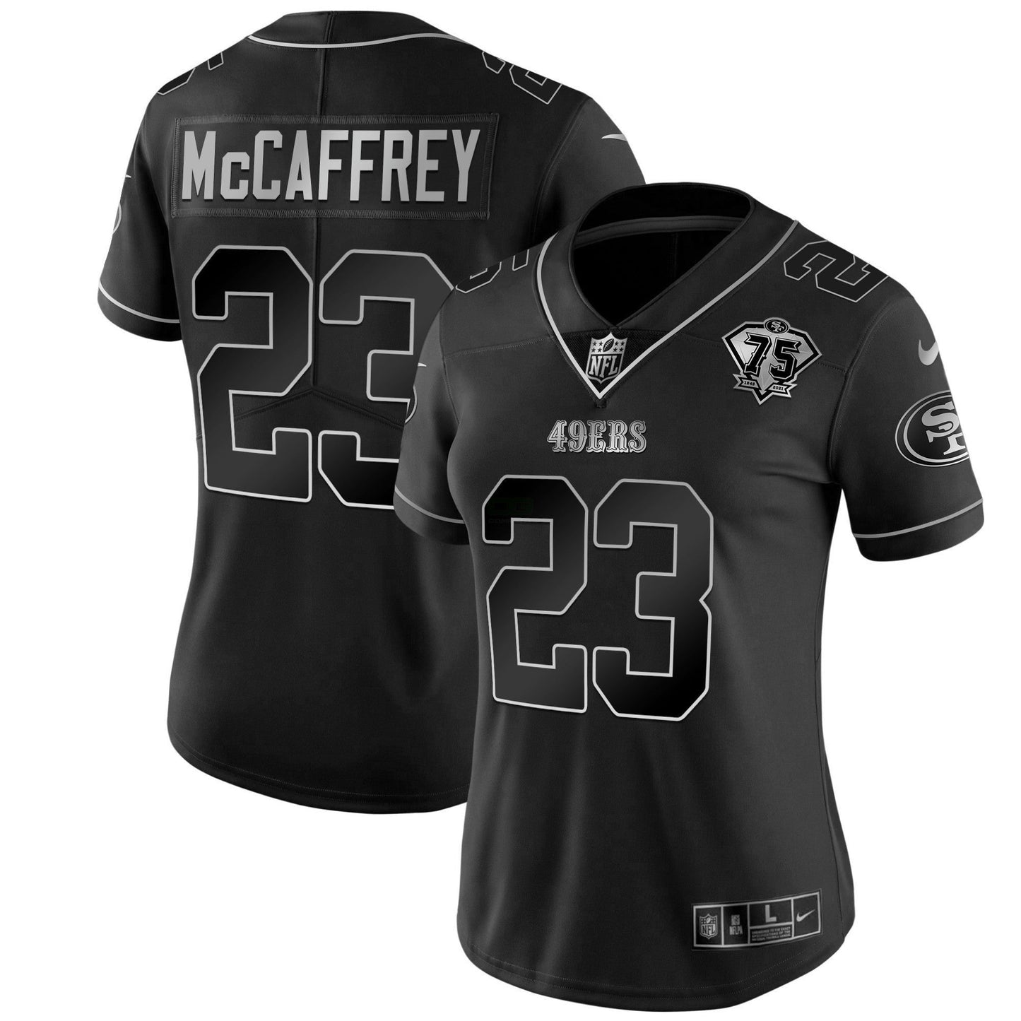Camisa NFL Women’s 75th Anniversary Patch Branca Dourada & Preta Dourada