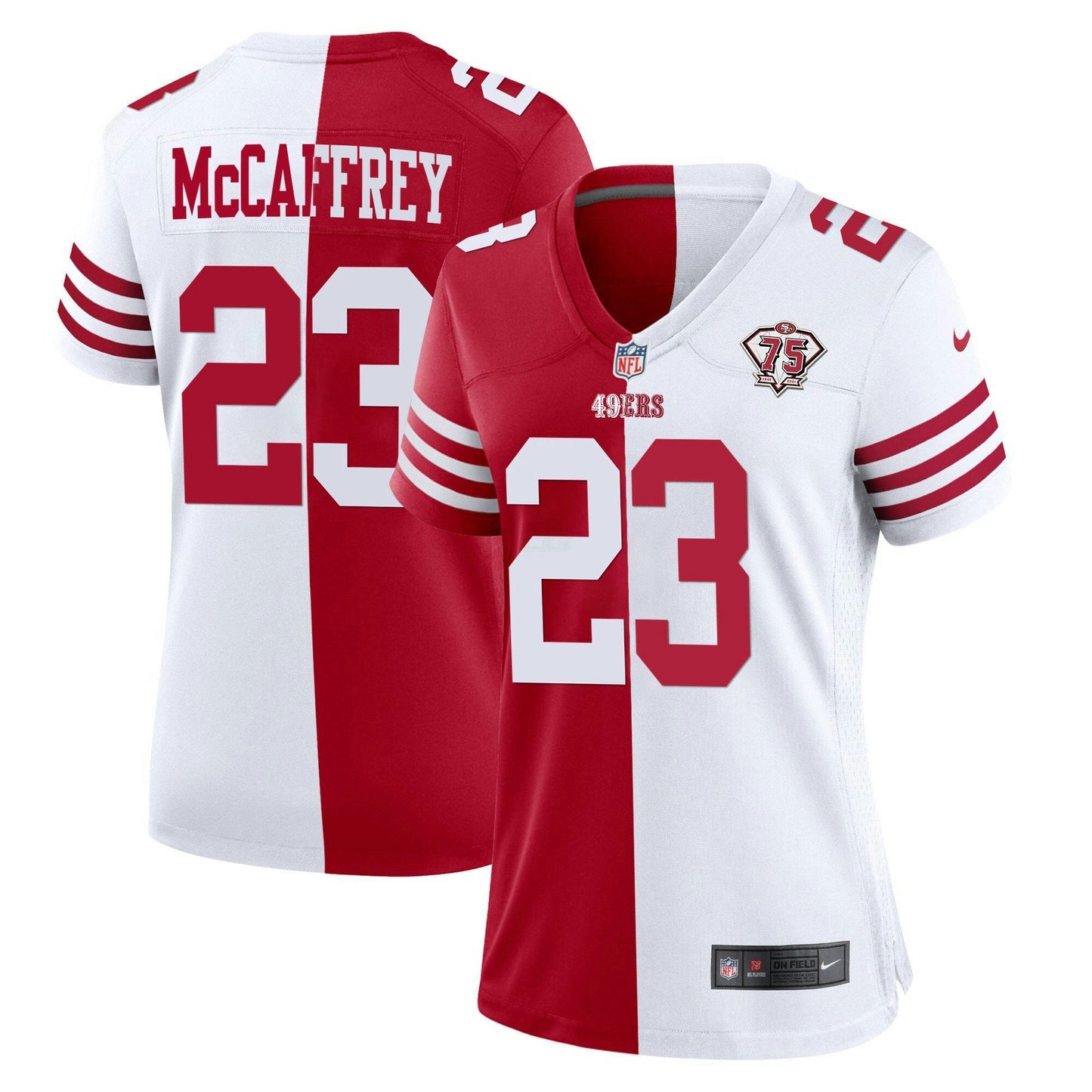 Camisa NFL Women’s 75th Anniversary Patch Branca Dourada & Preta Dourada