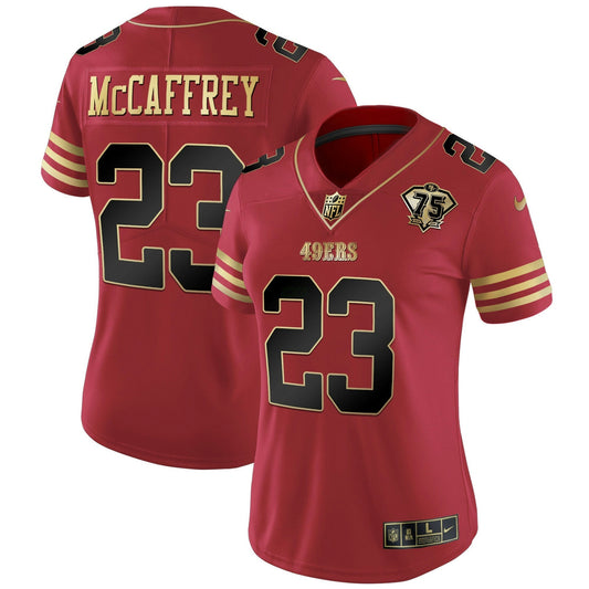 Camisa NFL Women’s 75th Anniversary Patch Vapor Preta Vermelha Dourada Limited - Preta Vermelha