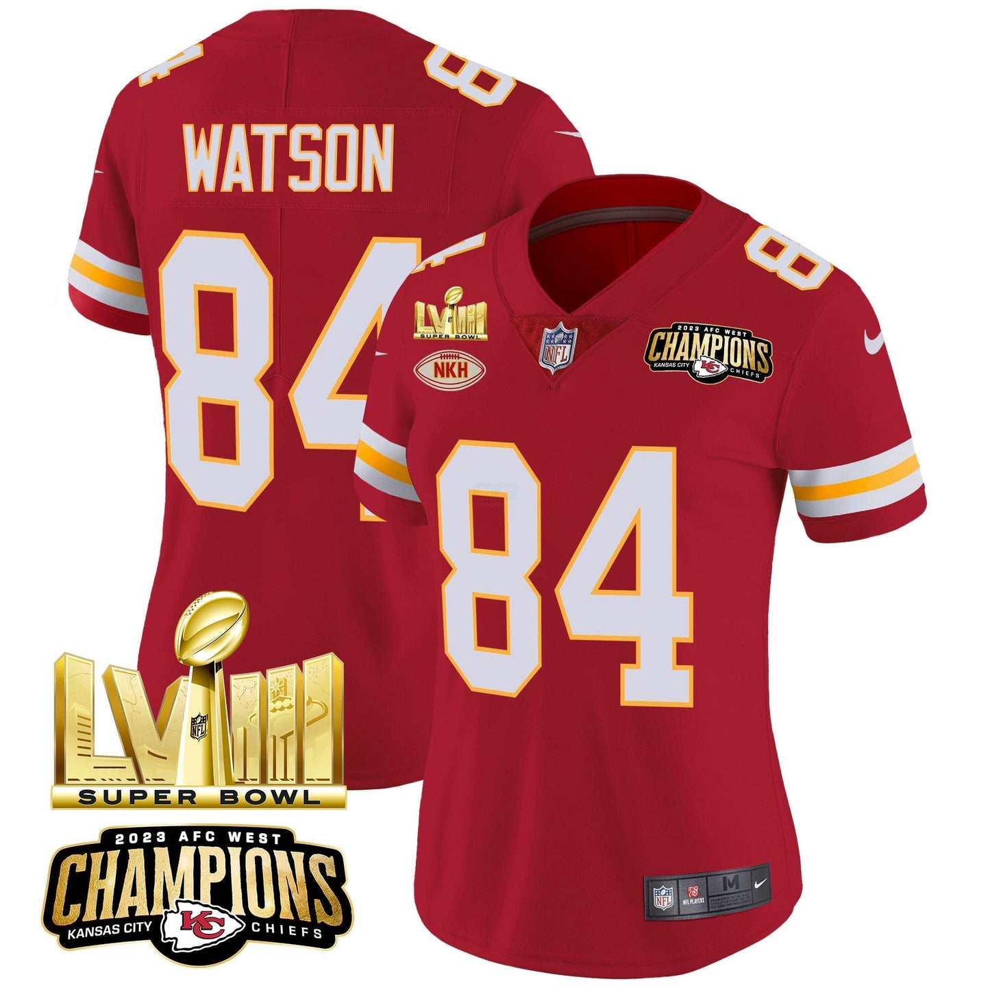 Camisa NFL Women’s AFC West Champions & Super Bowl LVIII Dourada Patch Vapor Jersey