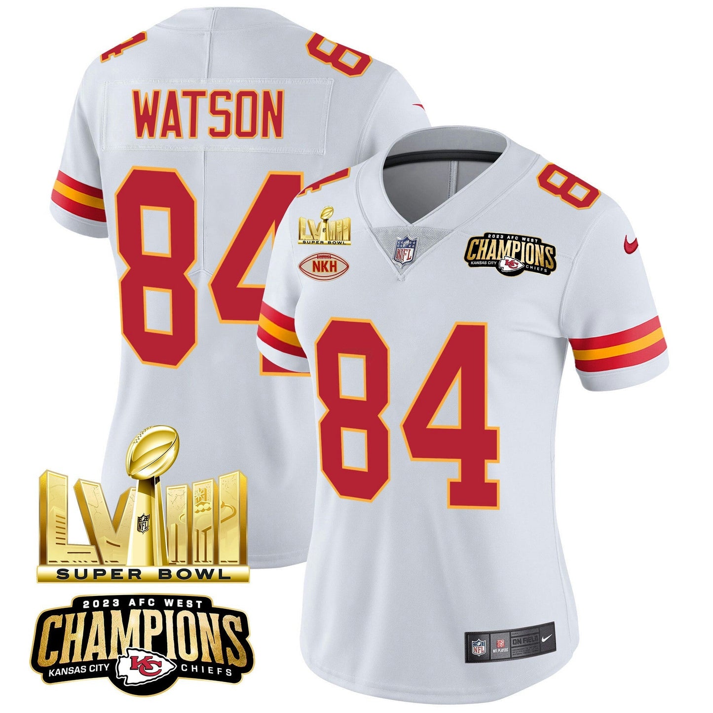 Camisa NFL Women’s AFC West Champions & Super Bowl LVIII Dourada Patch Vapor Jersey