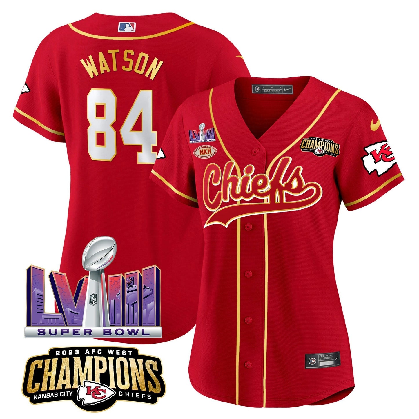Camisa NFL Women’s AFC West Champions & Super Bowl LVIII Patch Jersey