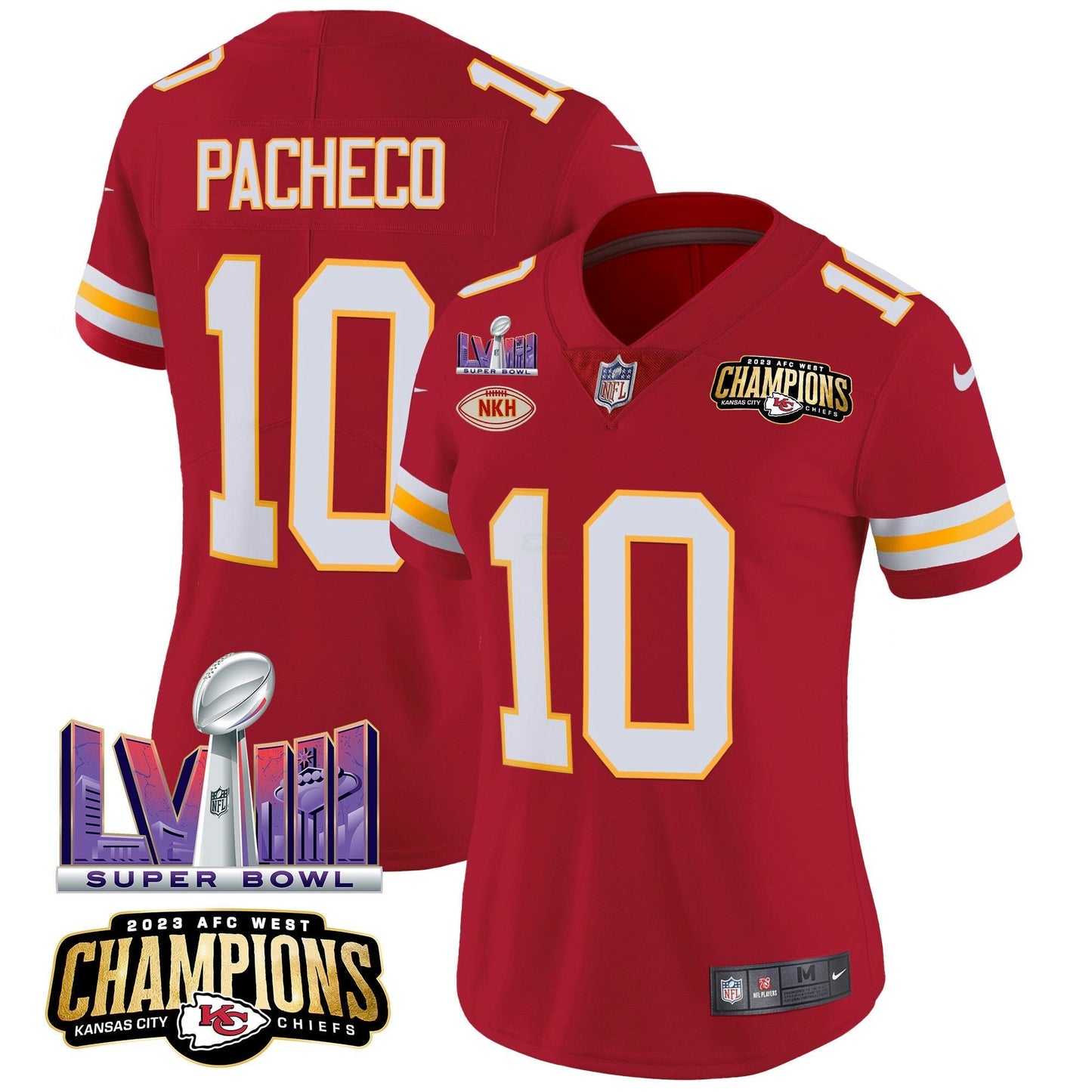 Camisa NFL Women’s AFC West Champions & Super Bowl LVIII Patch Vapor Jersey