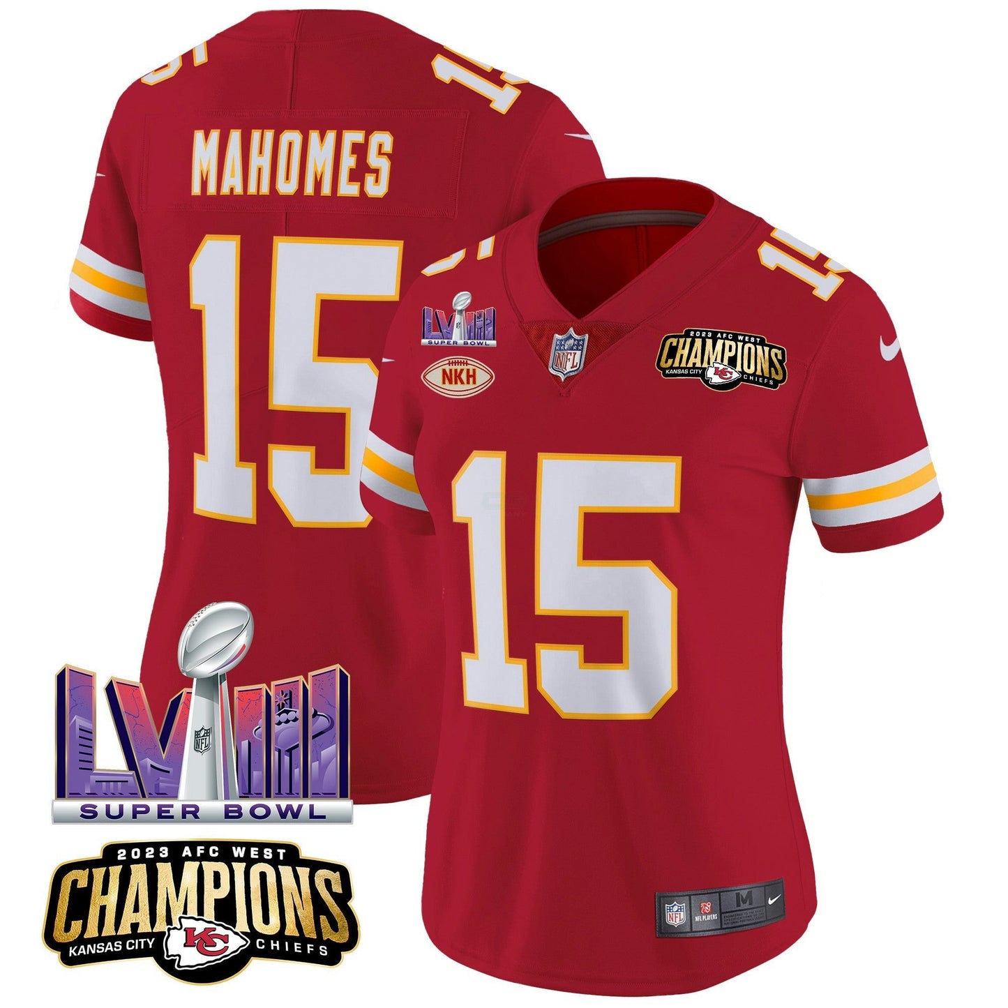 Camisa NFL Women’s AFC West Champions & Super Bowl LVIII Patch Vapor Jersey