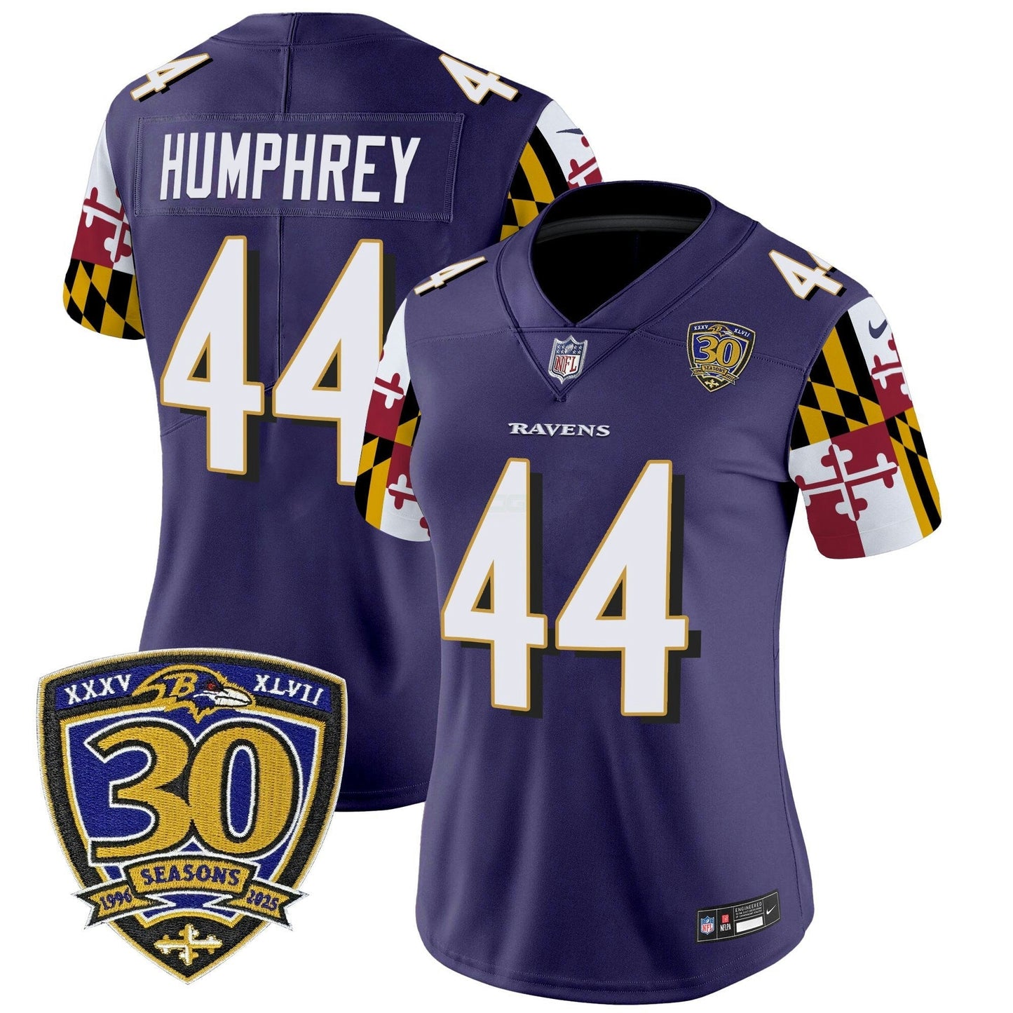 Camisa NFL Women’s Baltimore ‘Maryland Flag Edition’ Vapor Limited Jersey – 30th Anniversary Patch