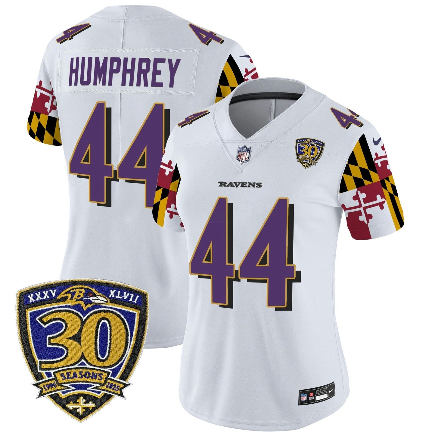 Camisa NFL Women’s Baltimore ‘Maryland Flag Edition’ Vapor Limited Jersey – 30th Anniversary Patch