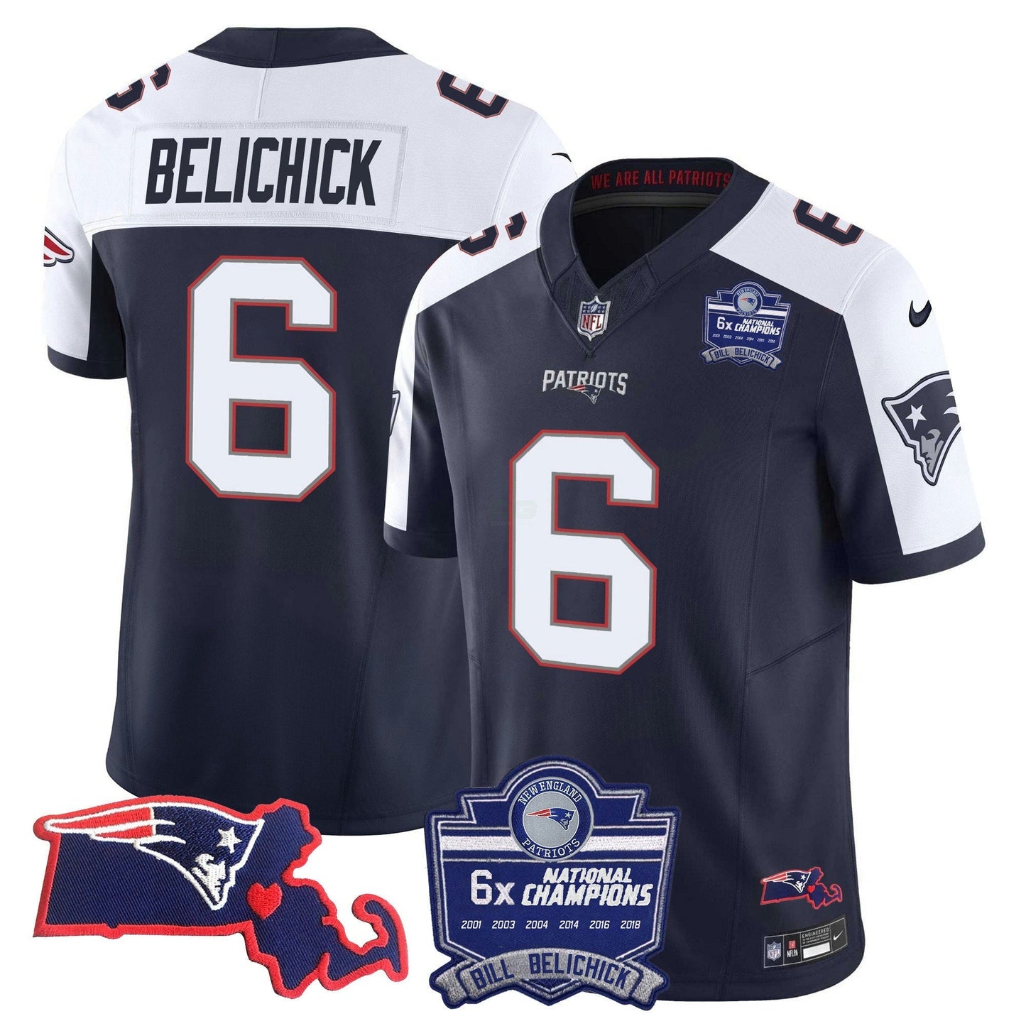 Camisa NFL Women’s Bill Belichick 6x Champions Patch Vapor Jersey