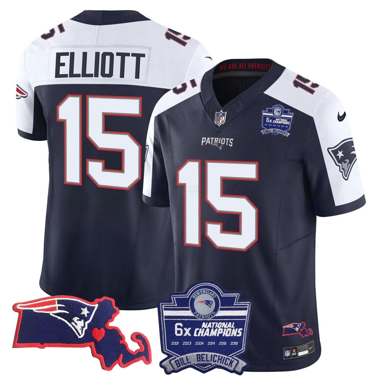 Camisa NFL Women’s Bill Belichick 6x Champions Patch Vapor Jersey