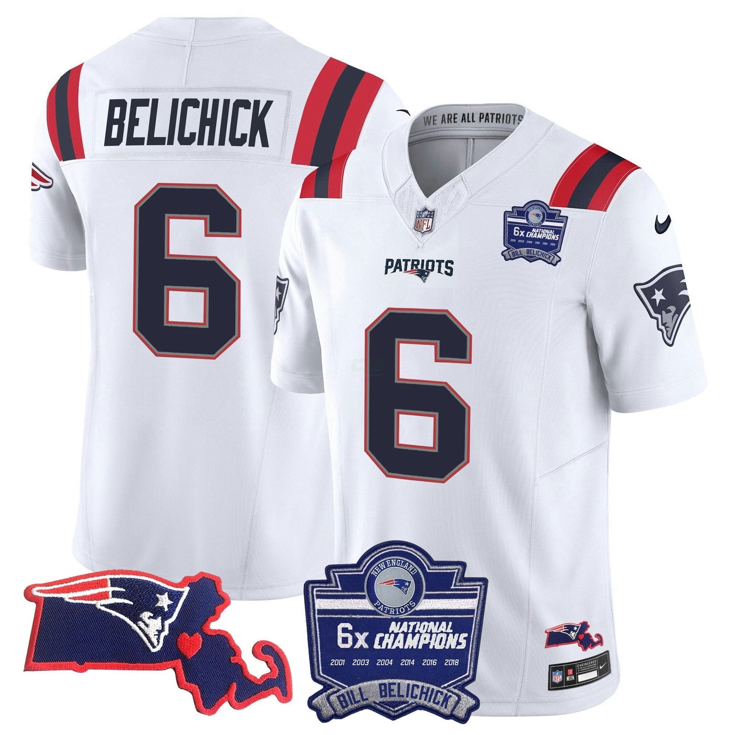 Camisa NFL Women’s Bill Belichick 6x Champions Patch Vapor Jersey