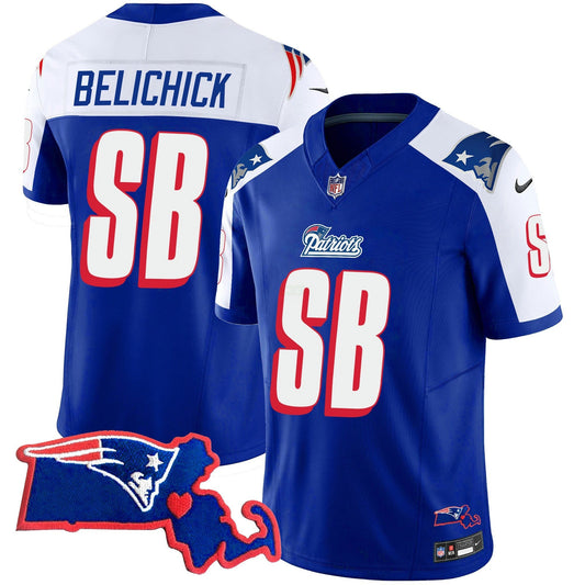 Camisa NFL Women’s Bill Belichick “SB 36, 38, 39, 49, 51 Champions” Vapor Jersey