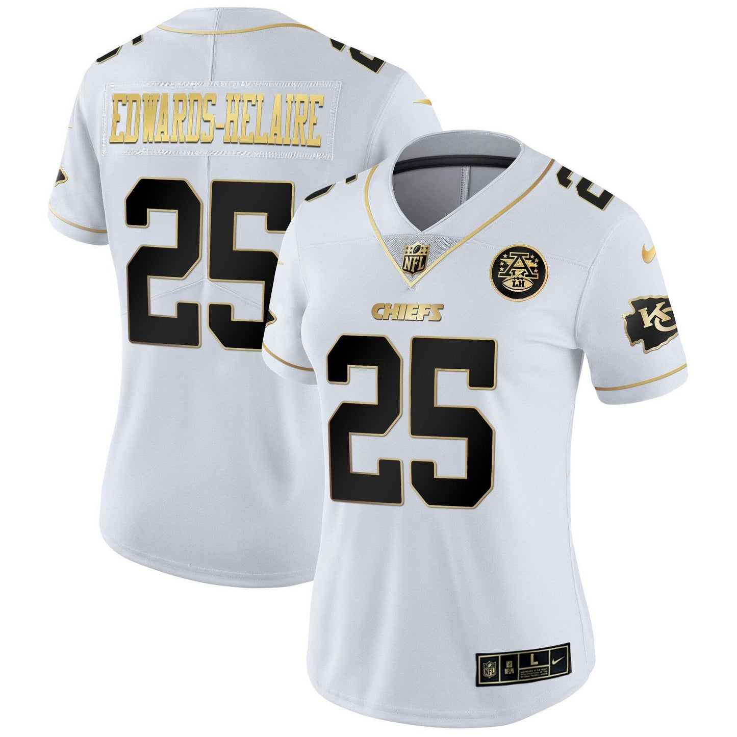 Camisa NFL Kansas City Chiefs Women’s Branca Dourada & Preta Dourada