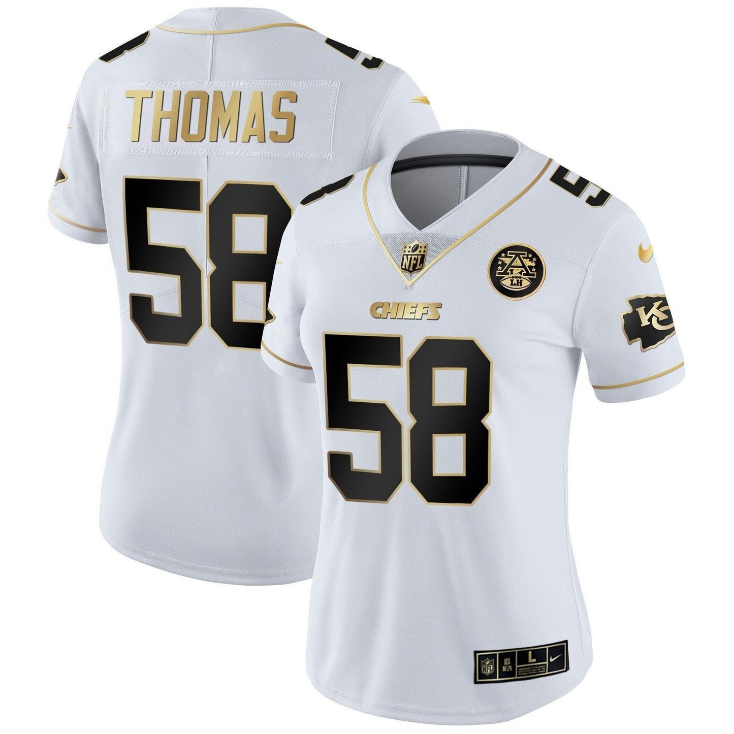 Camisa NFL Kansas City Chiefs Women’s Branca Dourada & Preta Dourada