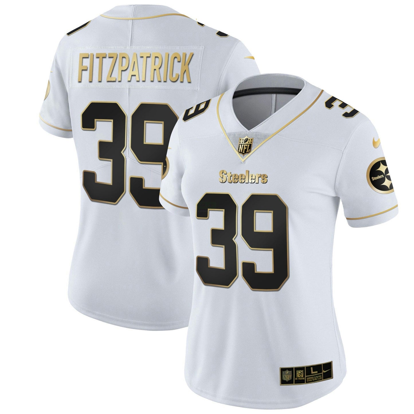 Camisa NFL Pittsburgh Steelers Women’s Branca Dourada & Preta Dourada