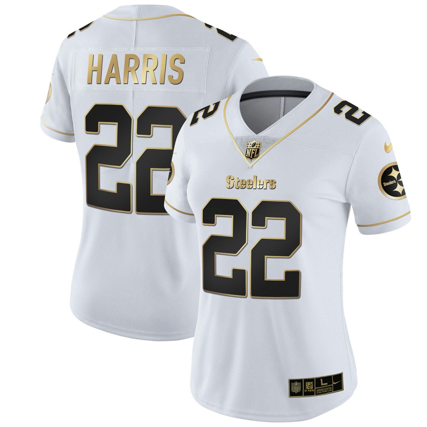 Camisa NFL Pittsburgh Steelers Women’s Branca Dourada & Preta Dourada
