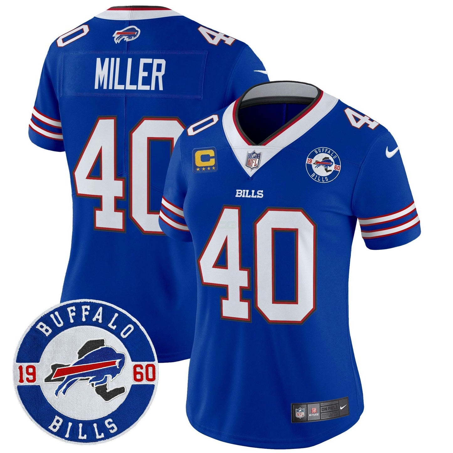 Camisa NFL Women’s Buffalo 2024 Vapor Limited Jersey – Est. 1960 Patch