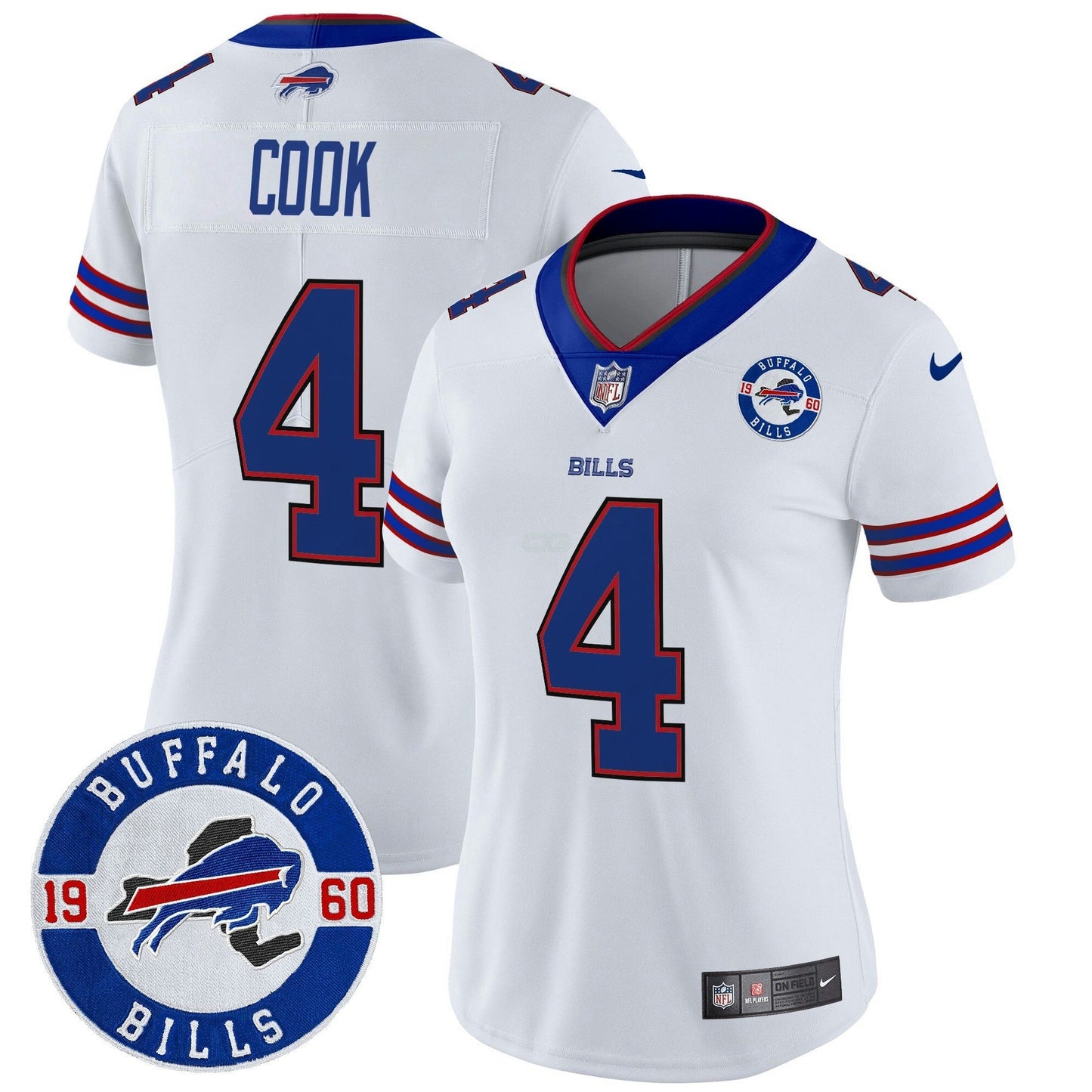 Camisa NFL Women’s Buffalo 2024 Vapor Limited Jersey – Est. 1960 Patch