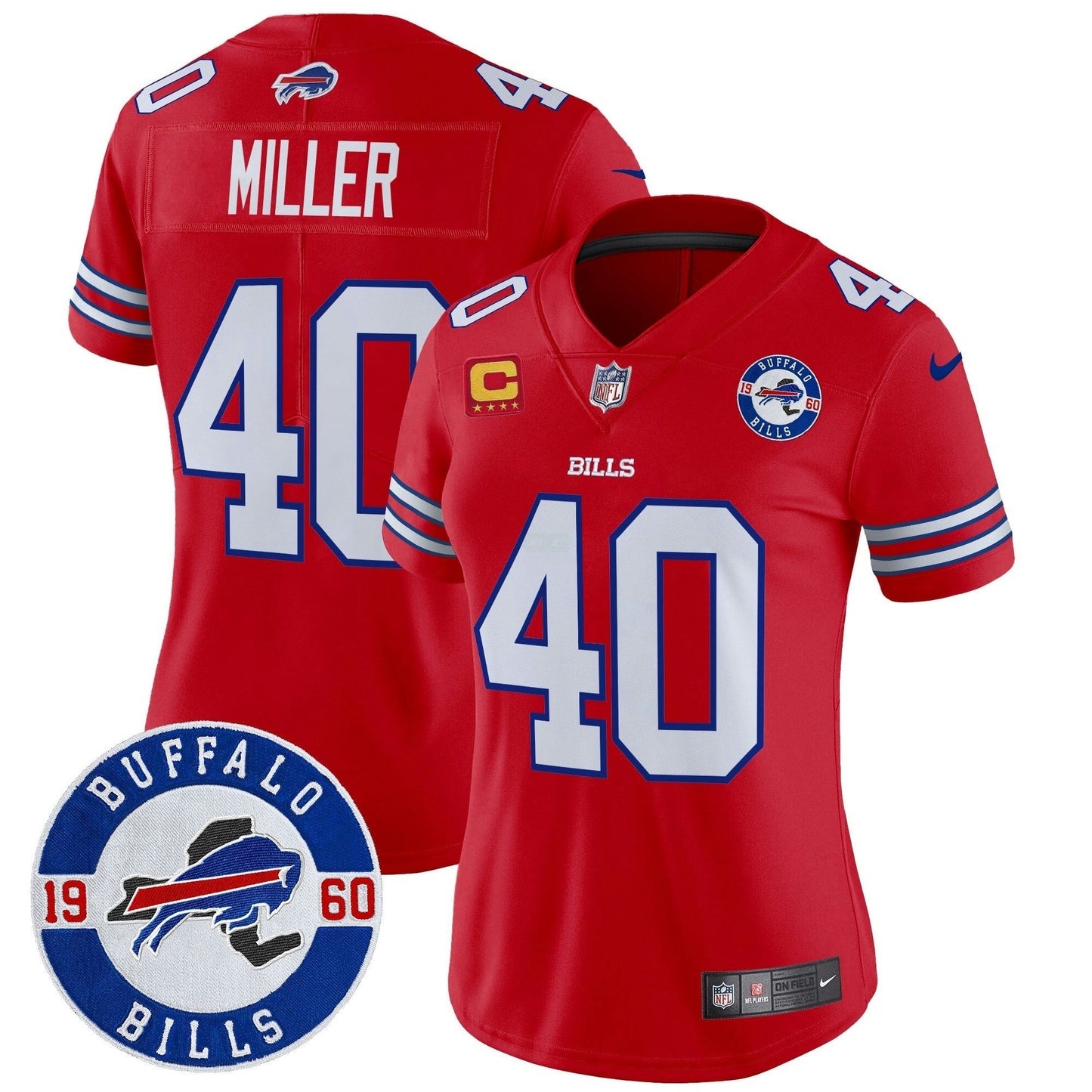 Camisa NFL Women’s Buffalo 2024 Vapor Limited Jersey – Est. 1960 Patch