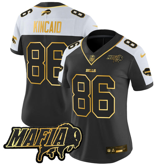 Camisa NFL Women’s Buffalo 2025 Mafia Patch Dourada Vapor Limited Jersey