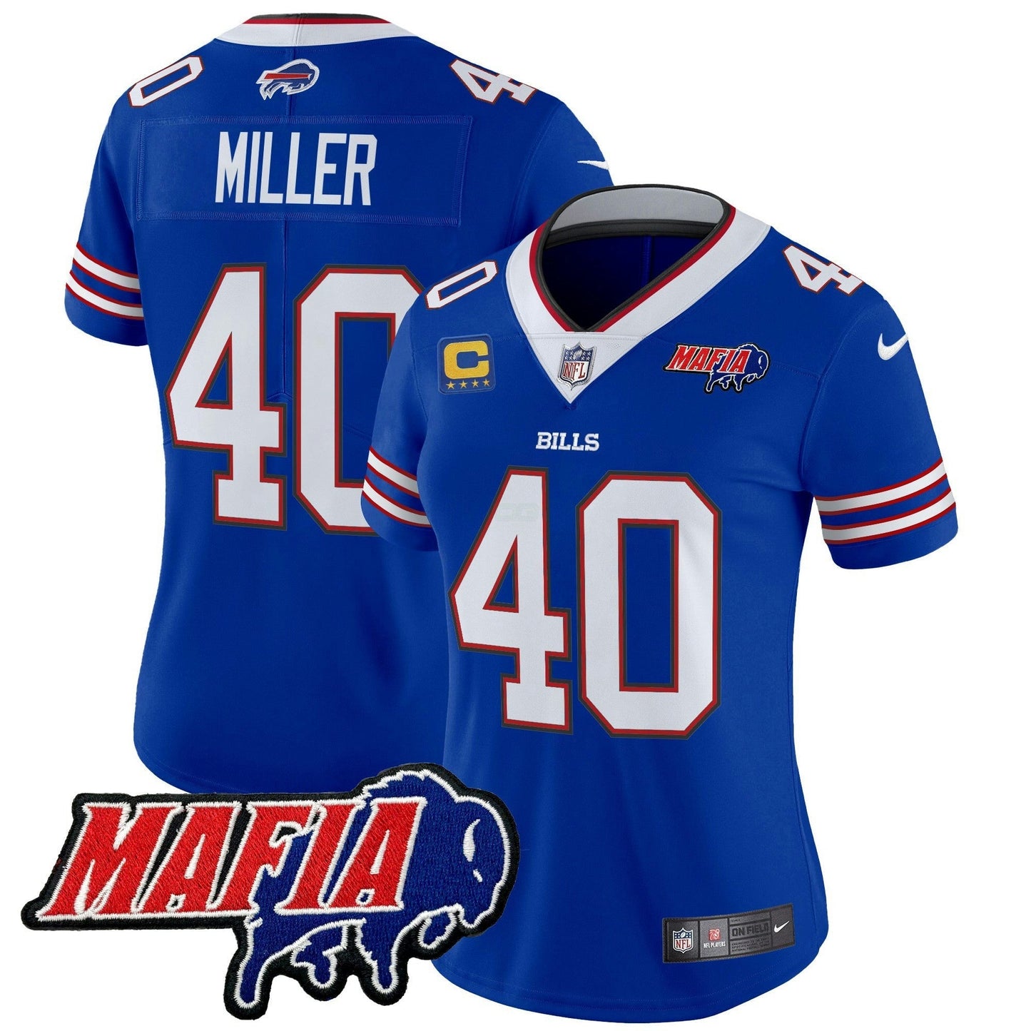 Camisa NFL Women’s Buffalo 2025 Mafia Patch Vapor Limited Jersey