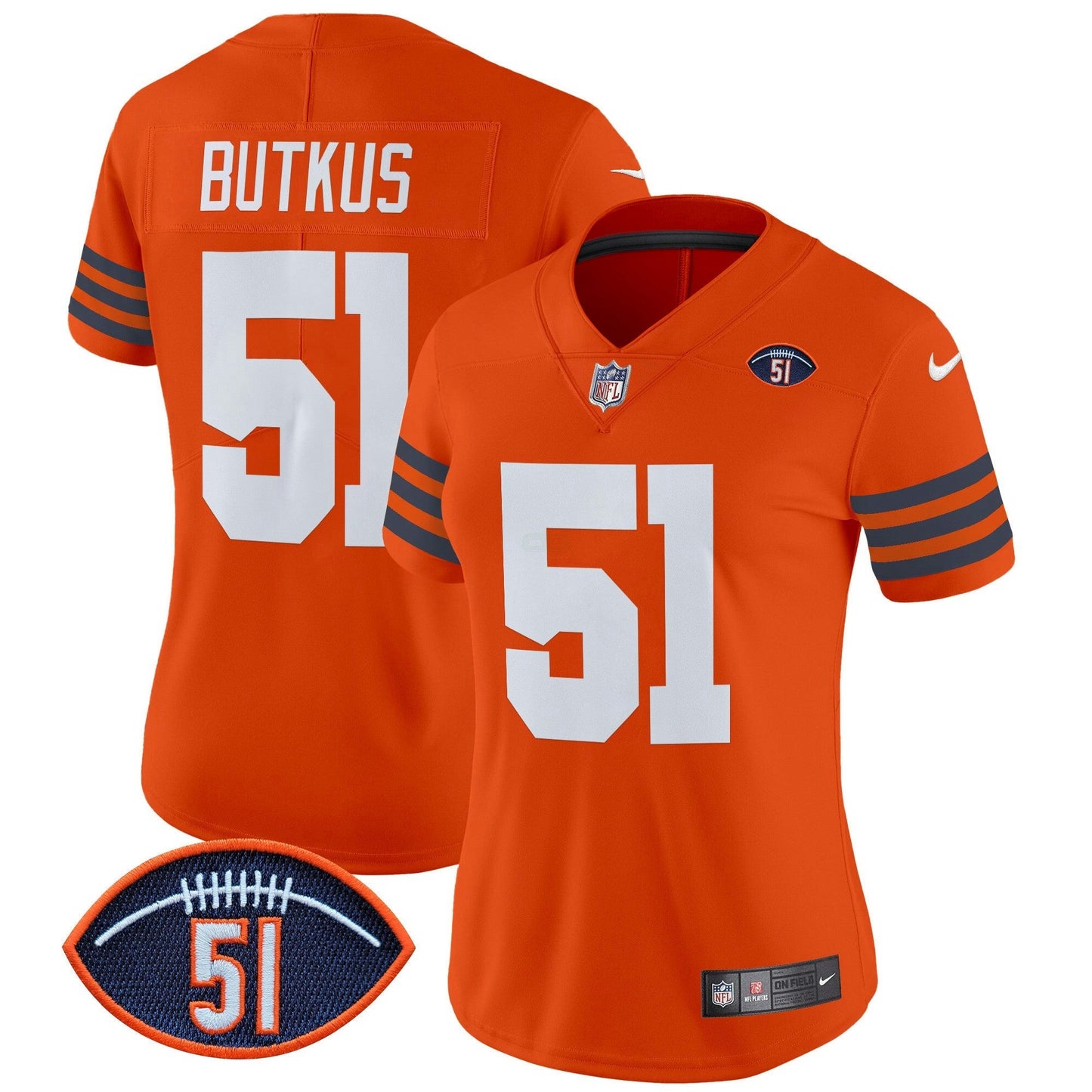 Camisa NFL Women’s Chicago Dick Butkus Patch Throwback Vapor Limited Jersey