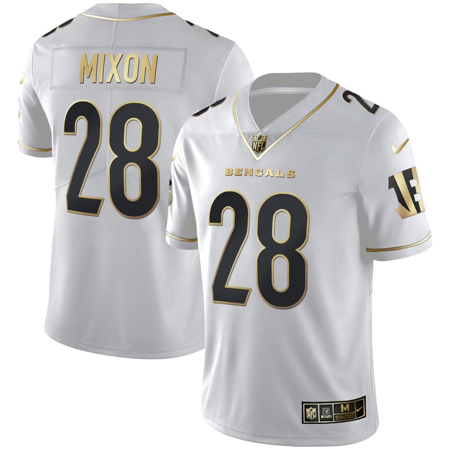 Camisa NFL Women’s Cincinnati Branca Dourada & Preta Dourada Jersey