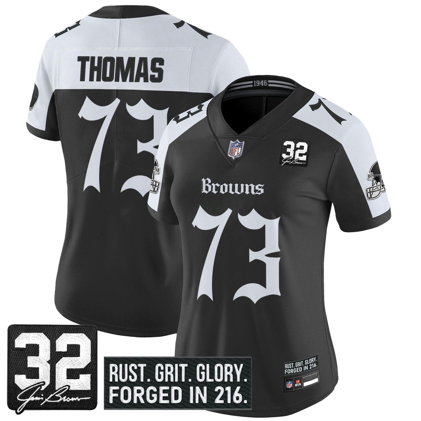 Camisa NFL Women’s Cleveland ‘Gothic Dawg Shadows Drop’ Vapor Limited Jersey