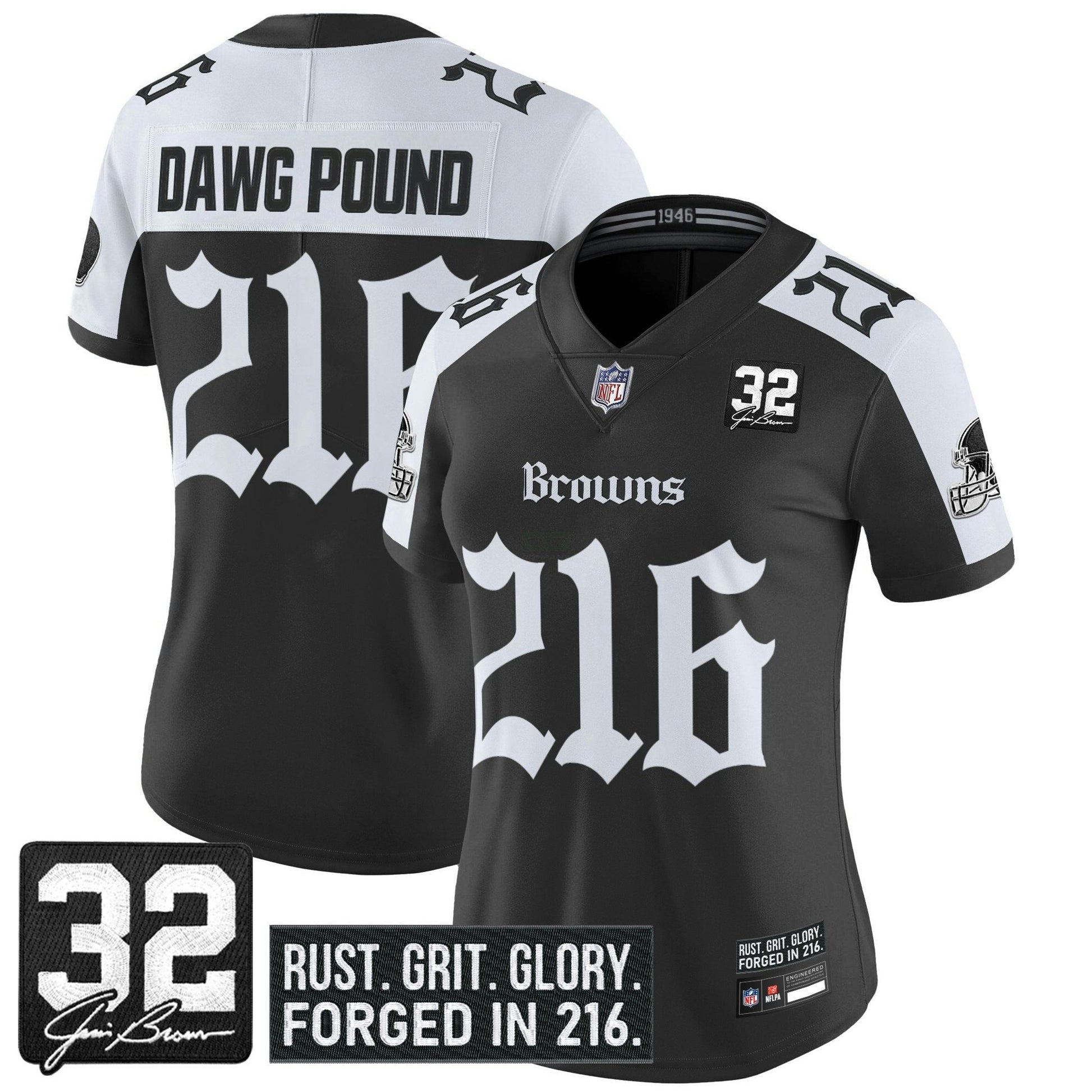 Camisa NFL Women’s Cleveland ‘Gothic Dawg Shadows Drop’ Vapor Limited Jersey