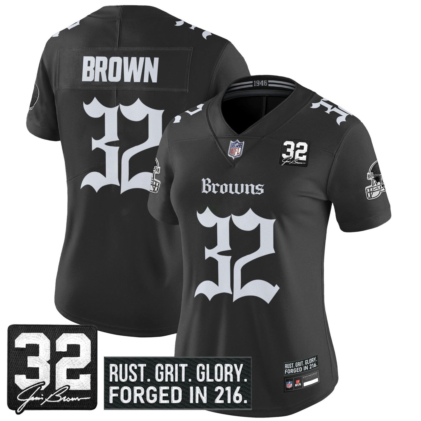Camisa NFL Women’s Cleveland ‘Gothic Dawg Shadows Drop’ Vapor Limited Jersey