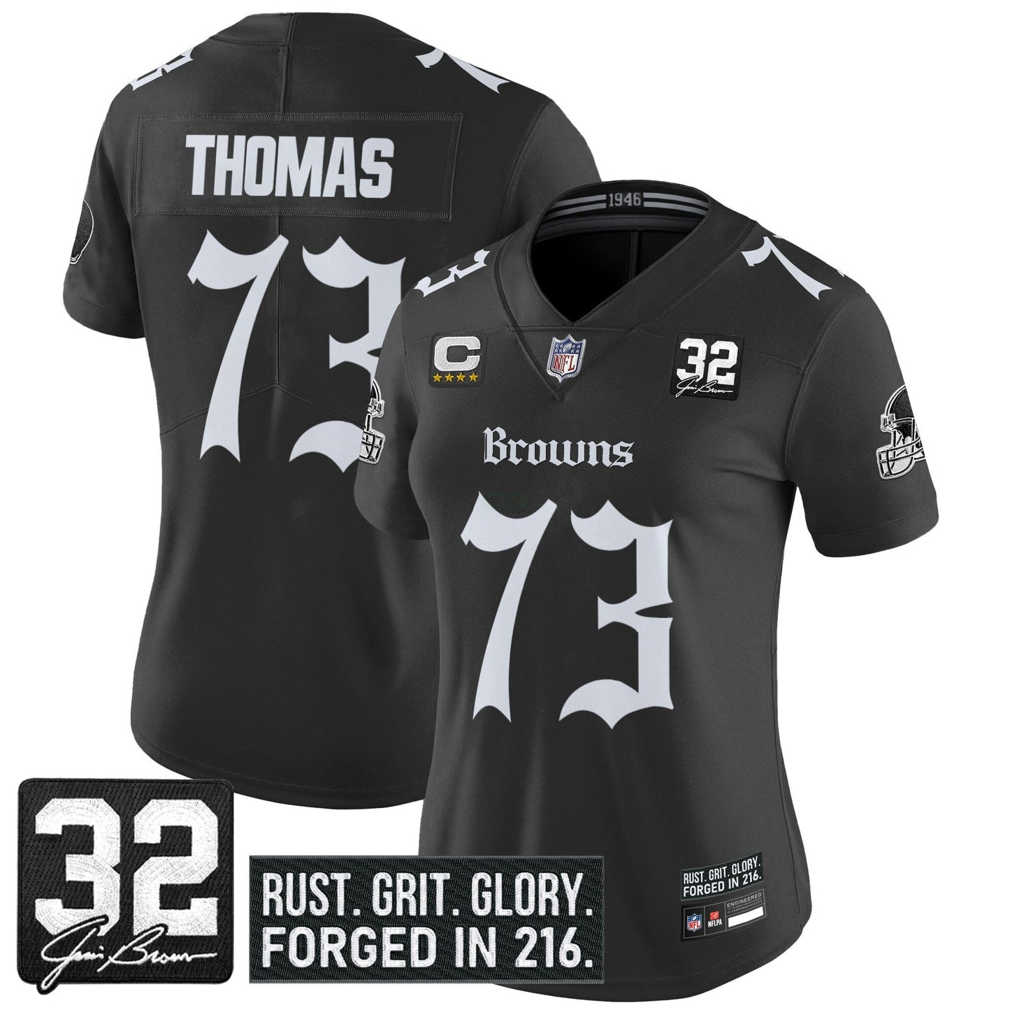 Camisa NFL Women’s Cleveland ‘Gothic Dawg Shadows Drop’ Vapor Limited Jersey