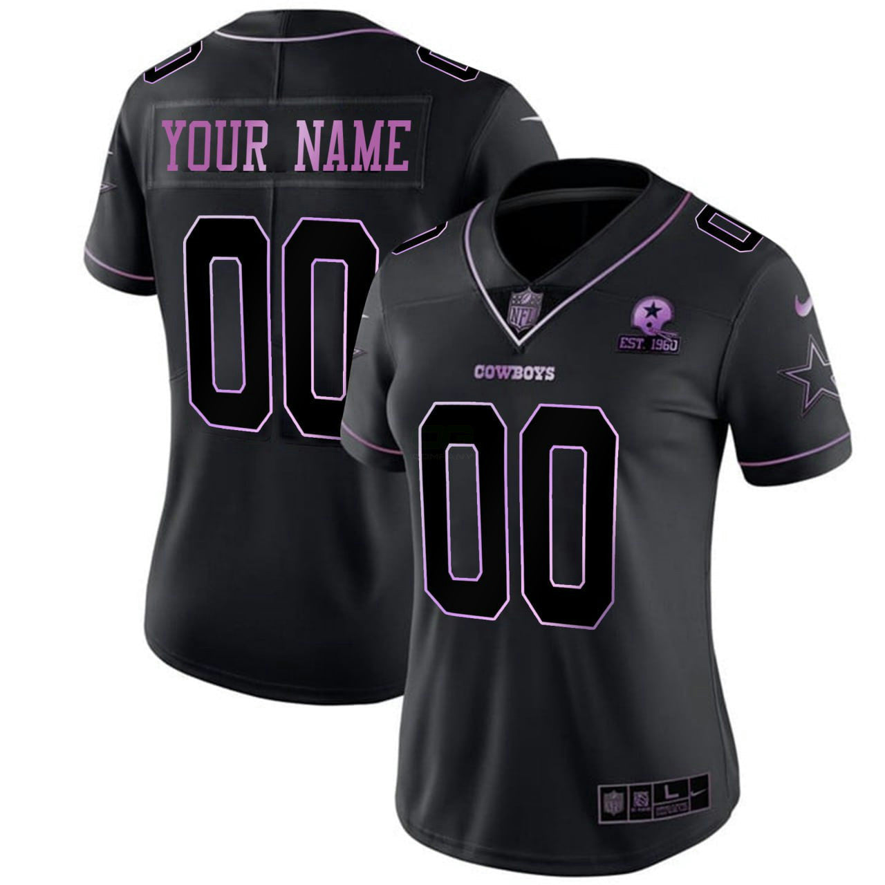 Camisa NFL Women’s Dallas Deep Purple Jersey - Preta Roxa