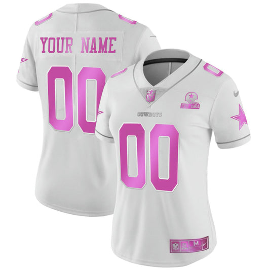 Camisa NFL Women’s Dallas Pink Jersey - Branca Rosa