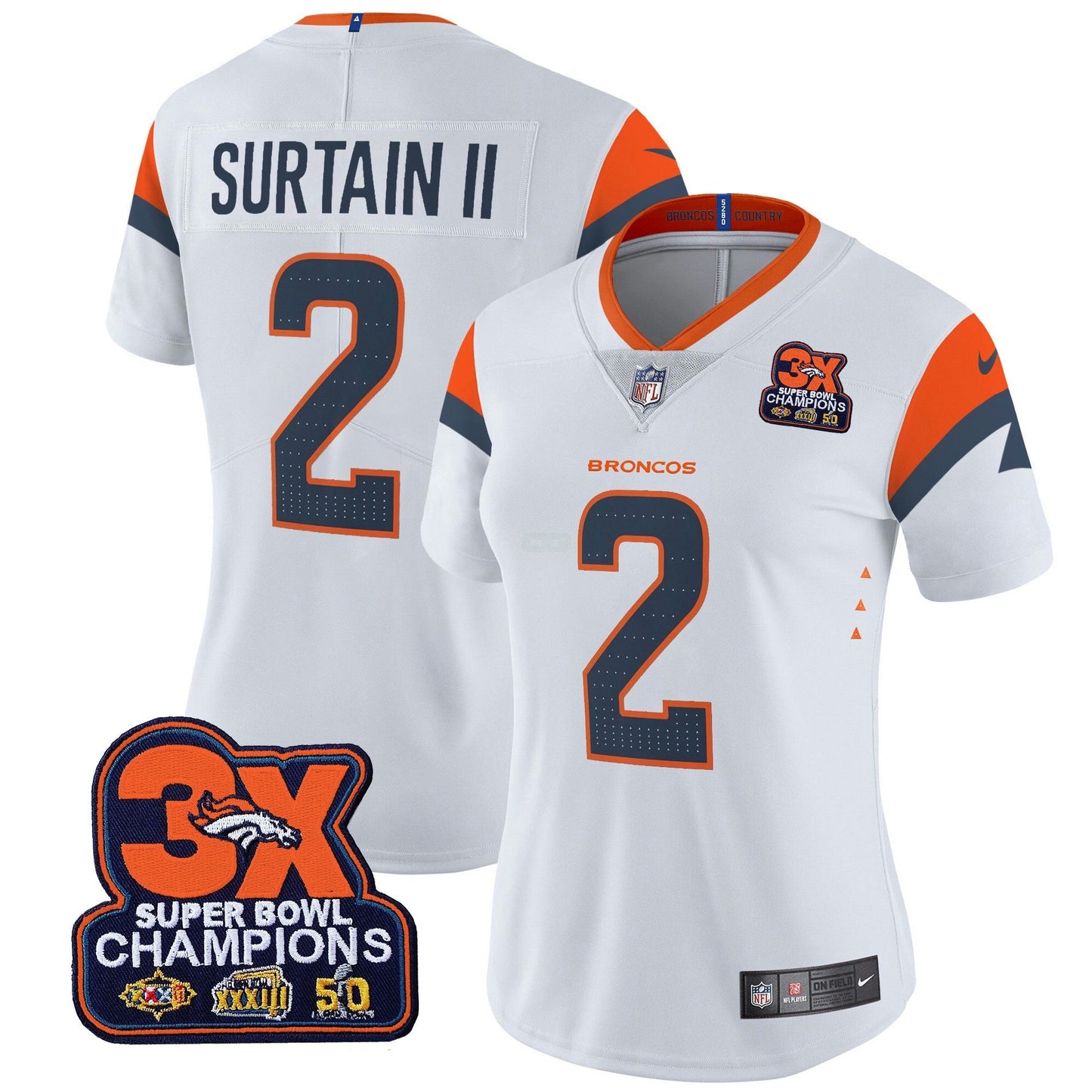 Camisa NFL Women’s Denver 3-Time Champions Patch Vapor Limited Jersey